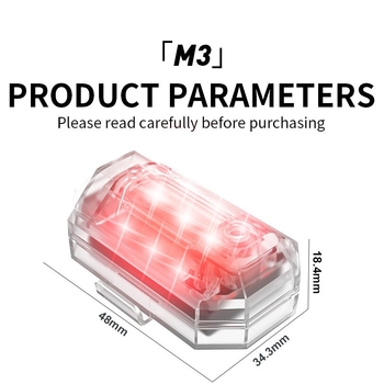Iboom M3 Svjetlo za sprječavanje sudara za vozila – Vodootporno, Daljinsko upravljanje, za motocikl, automobil i bicikl