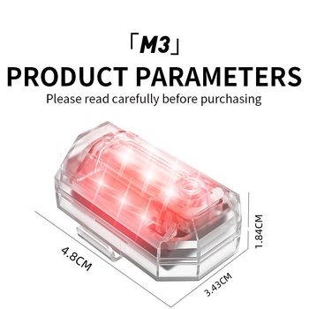 Iboom M3 Svjetlo za sprječavanje sudara za vozila – Vodootporno, Daljinsko upravljanje, za motocikl, automobil i bicikl