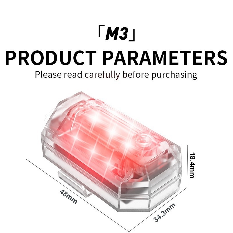 Iboom M3 Svjetlo za sprječavanje sudara za vozila – Vodootporno, Daljinsko upravljanje, za motocikl, automobil i bicikl