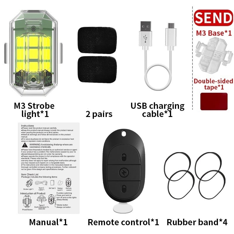 Iboom M3 Svjetlo za sprječavanje sudara za vozila – Vodootporno, Daljinsko upravljanje, za motocikl, automobil i bicikl