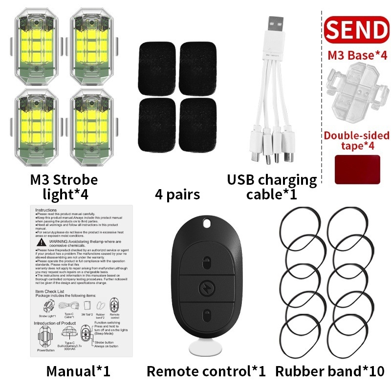 Iboom M3 Svjetlo za sprječavanje sudara za vozila – Vodootporno, Daljinsko upravljanje, za motocikl, automobil i bicikl