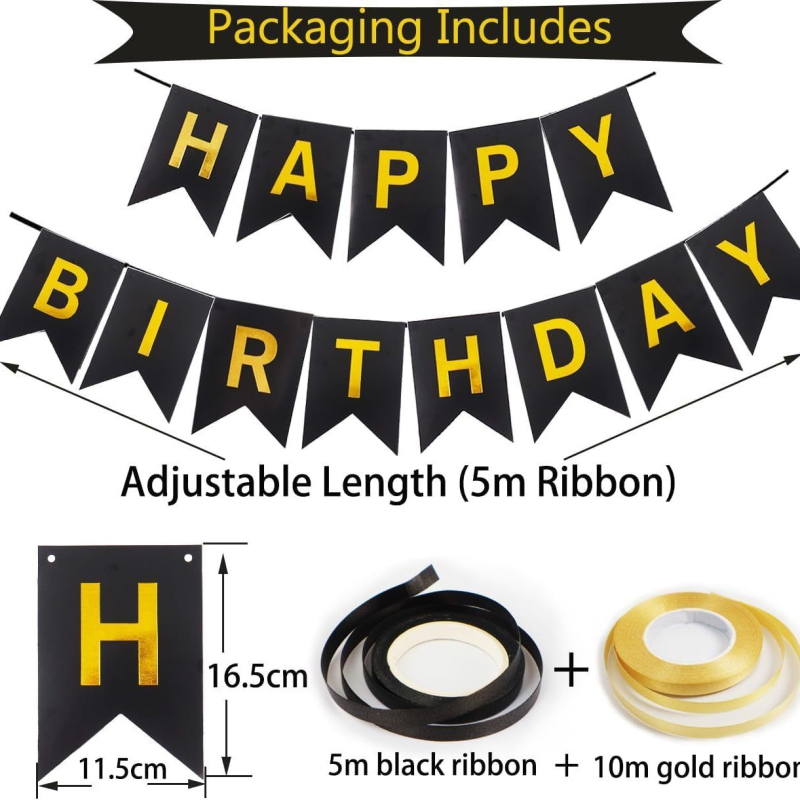 19-djelni balonski luk s rođendanskom bannerom, latex baloni i aluminijsko-folijski baloni, okrugli oblik, mogućnost tlače logotipa