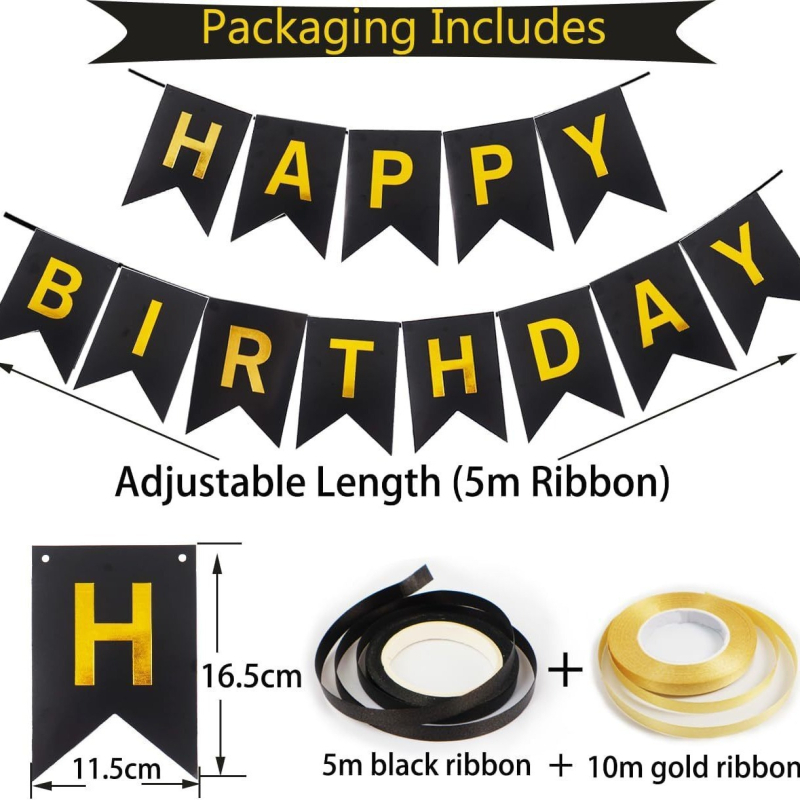 19-djelni balonski luk s rođendanskom bannerom, latex baloni i aluminijsko-folijski baloni, okrugli oblik, mogućnost tlače logotipa
