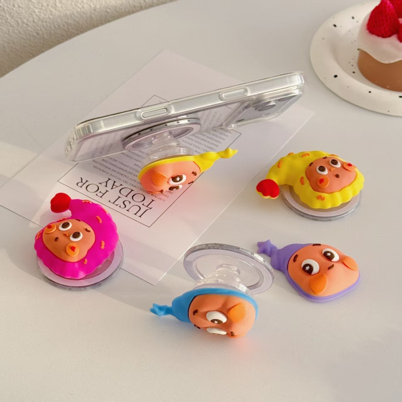 Stolni magnetski držač za telefon Star Man — crtić dizajn, mekani gel, snažno usisavanje, podloga s zračnom jastukom, PVC materijal, univerzalna kompatibilnost, prsten držač