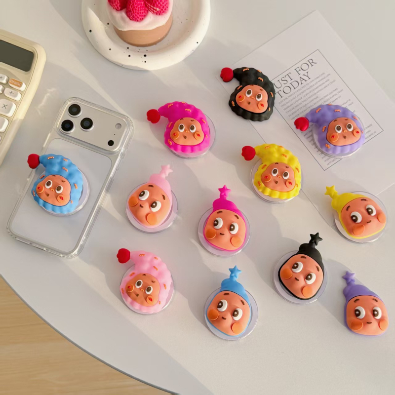 Stolni magnetski držač za telefon Star Man — crtić dizajn, mekani gel, snažno usisavanje, podloga s zračnom jastukom, PVC materijal, univerzalna kompatibilnost, prsten držač