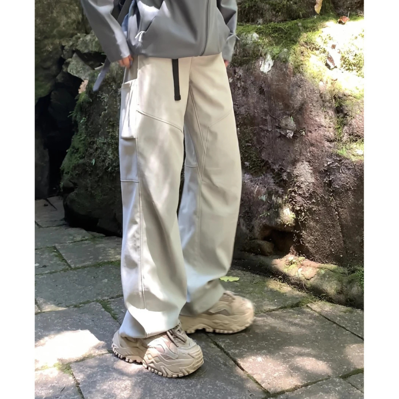 Jesenske funkcionalne ravne outdoor cargo hlače, širokog kroja, otporne na vjetar, svestrane, casual, unisex