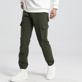 Pantaloni de lucru subțiri, cu elasticitate mare, cu mai multe buzunare, croială largă, talie medie, pentru patru sezoane