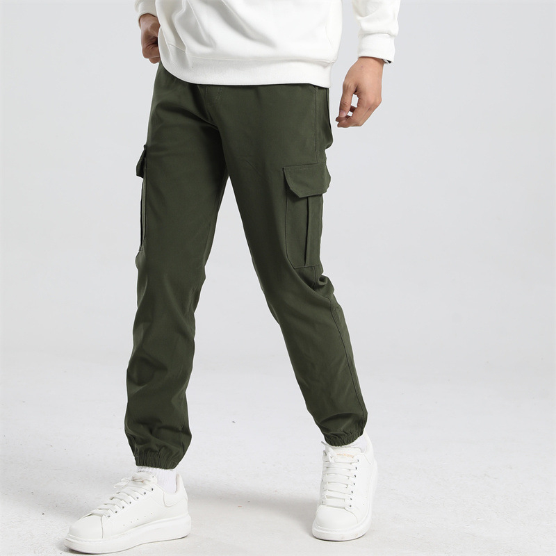 Pantaloni de lucru subțiri, cu elasticitate mare, cu mai multe buzunare, croială largă, talie medie, pentru patru sezoane