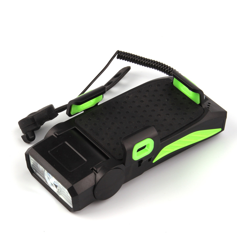 Lumină de bicicletă 4 în 1: far, suport pentru telefon, claxon și încărcător încorporat, rotație de 360°