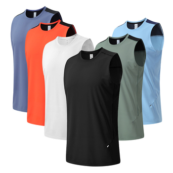 Ανδρικό αμάνικο γρήγορο στέγνωμα για τρέξιμο, διαπνέον και απορροφητικό πολυεστέρας 88%, βάρος υφάσματος 175 g, ραφή τεσσάρων βελόνων έξι νημάτων, στενή εφαρμογή