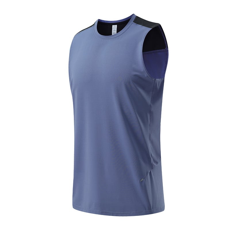 Ανδρικό αμάνικο γρήγορο στέγνωμα για τρέξιμο, διαπνέον και απορροφητικό πολυεστέρας 88%, βάρος υφάσματος 175 g, ραφή τεσσάρων βελόνων έξι νημάτων, στενή εφαρμογή