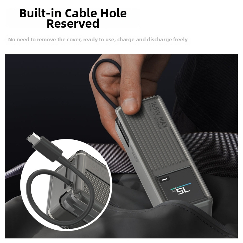 TPU ochranný obal pre Xiaomi 165W powerbank s integrovaným káblom, priehľadný dizajn, kapacita 10000mAh, proti pádom, hmotnosť 100g