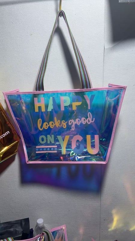 PVC laserska holografska torba za nošenje s mogućnošću prilagođenog logotipa, iris TPU ploča, plastični zatvarač