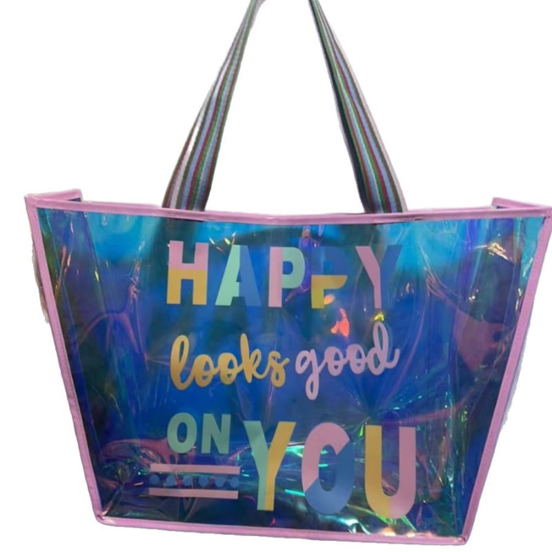 PVC laserska holografska torba za nošenje s mogućnošću prilagođenog logotipa, iris TPU ploča, plastični zatvarač