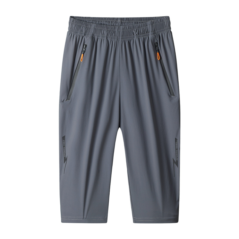 Muške Capri sportske hlače, Capri kroja, srednji pojas s remenom, zatvaranje šnonom, brzo sušeći stretch nylon-mješavina