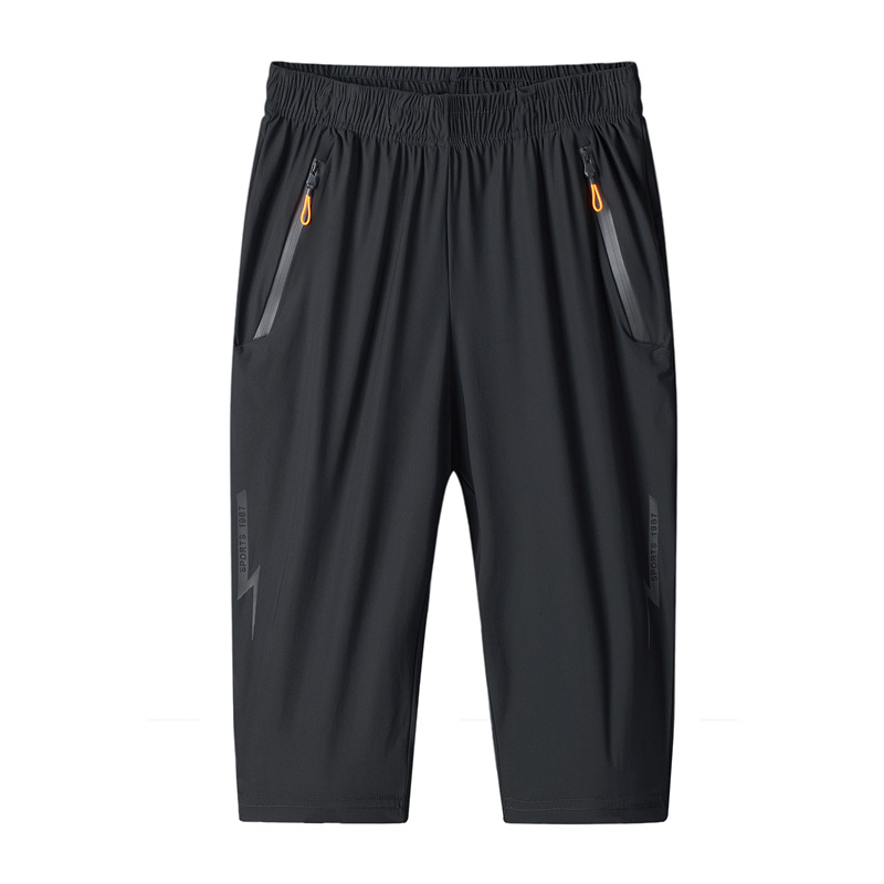 Muške Capri sportske hlače, Capri kroja, srednji pojas s remenom, zatvaranje šnonom, brzo sušeći stretch nylon-mješavina