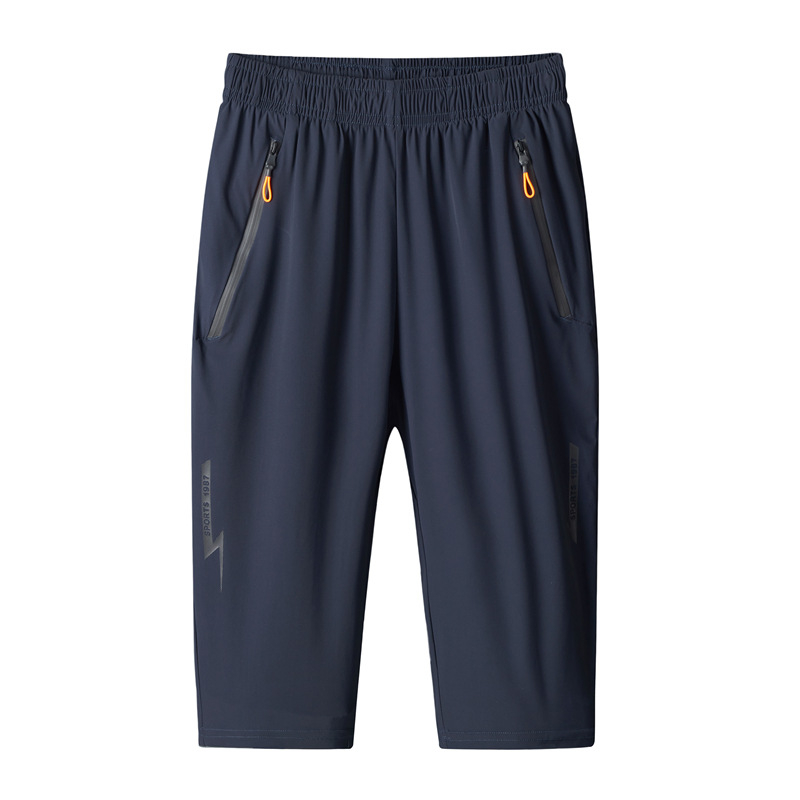 Muške Capri sportske hlače, Capri kroja, srednji pojas s remenom, zatvaranje šnonom, brzo sušeći stretch nylon-mješavina