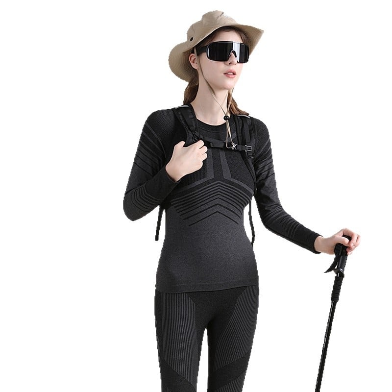 Brzo sušeći termalni komplet za jesen i zimu, vlakna s udjelom vune u smjesi, unisex sportski set za bazni sloj, održava toplinu, pogodan za trčanje, vožnju biciklom i planinarenje.