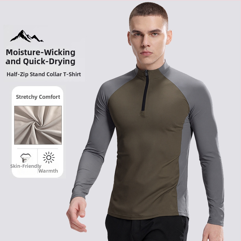 Leap pánsky dlhý rukáv cyklistický dres s fleecovou tepelnou izoláciou, stojaci golier, polovičný zips, rýchloschnúci materiál