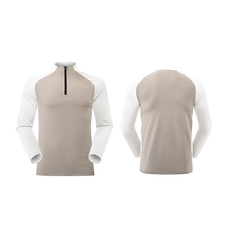 Leap tricou ciclism bărbați, mânecă lungă, fleece călduros, guler înalt, fermoar parțial, uscare rapidă