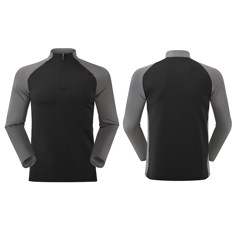 Leap tricou ciclism bărbați, mânecă lungă, fleece călduros, guler înalt, fermoar parțial, uscare rapidă