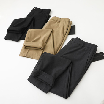 Pantaloni sport casual pentru bărbați, croială dreaptă, material elastic din amestec (50% poliester), talie medie, fermoar