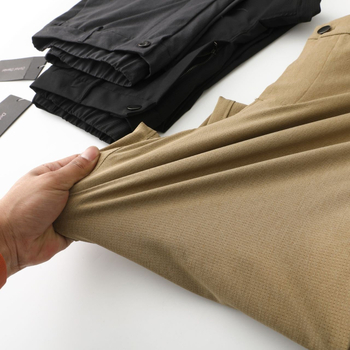 Pantaloni sport casual pentru bărbați, croială dreaptă, material elastic din amestec (50% poliester), talie medie, fermoar