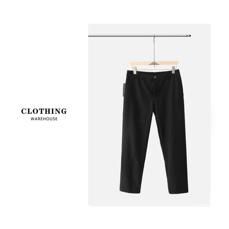 Pantaloni sport casual pentru bărbați, croială dreaptă, material elastic din amestec (50% poliester), talie medie, fermoar