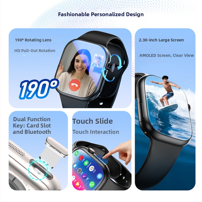 Ceas inteligent S11 cu deblocare prin amprentă, conectivitate 5G/Wi‑Fi, ecran AMOLED, baterie 1680 mAh