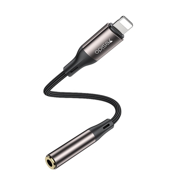 Cablu audio Lightning la 3,5 mm YAU45 pentru iPhone 14; miez împletit, placare cu nichel, carcasă din aliaj de aluminiu, greutate 28 g