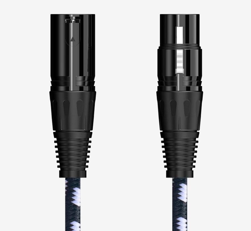 XLR audio kabel muški–ženski za mikrofon, Blue Fire Road, niklani završetak, pleteni bakreni vodič bez kisika, ROHS