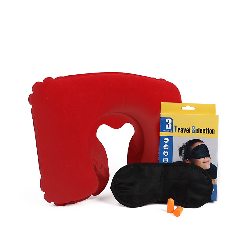 U-tipni naduhivni putni jastuk s PVC flokiranjem, lagan 0,05 kg, model FY001, debljina 0,35, prenosan