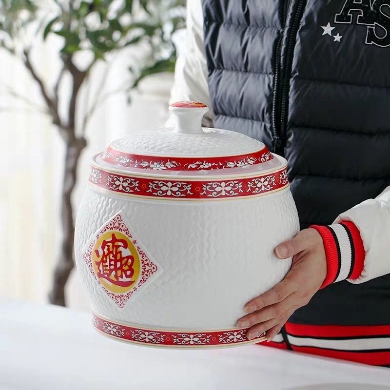 Keramička posuda za rižu s poklopcem – vlažnost-zaštita, posuda za rižu, kapacitet 5L/10L/20L/25L/30 jin