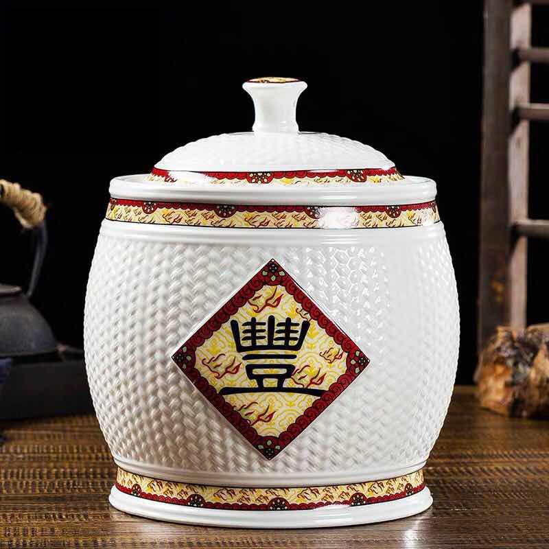 Keramička posuda za rižu s poklopcem – vlažnost-zaštita, posuda za rižu, kapacitet 5L/10L/20L/25L/30 jin