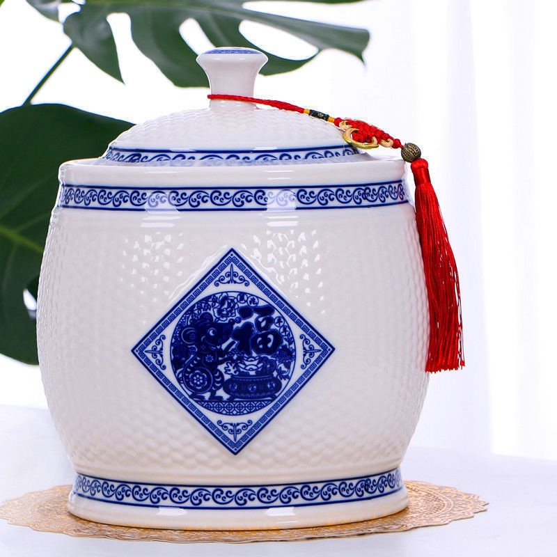 Keramička posuda za rižu s poklopcem – vlažnost-zaštita, posuda za rižu, kapacitet 5L/10L/20L/25L/30 jin