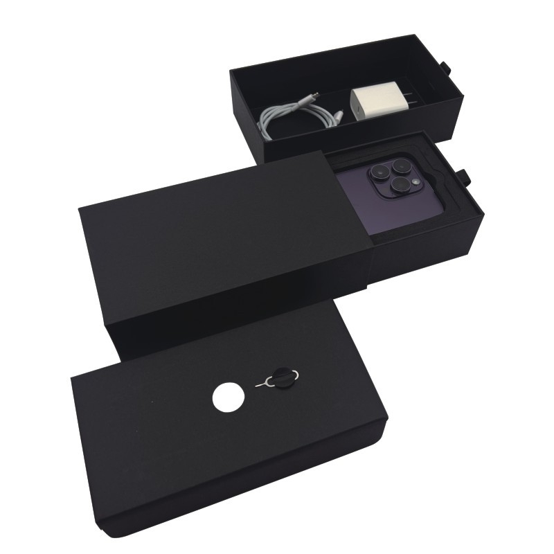 Kutija za pakiranje mobitela s ladicom, karton debljine 2 mm, fiksna ladica, UV toplinski otisak logotipa