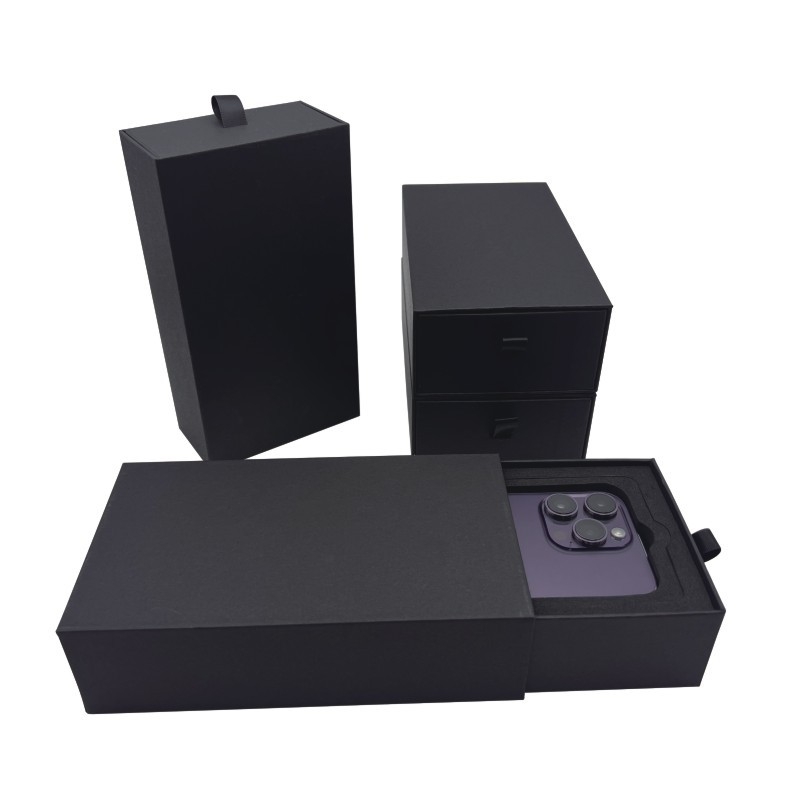 Kutija za pakiranje mobitela s ladicom, karton debljine 2 mm, fiksna ladica, UV toplinski otisak logotipa