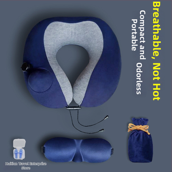 MT803-2 Nafukjivi putni jastuk za vrat, U-oblik, PVC, za putovanje, lagan 0,3 kg, pogodan za studente i odrasle