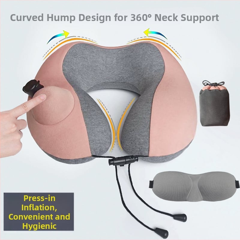 MT803-2 Nafukjivi putni jastuk za vrat, U-oblik, PVC, za putovanje, lagan 0,3 kg, pogodan za studente i odrasle