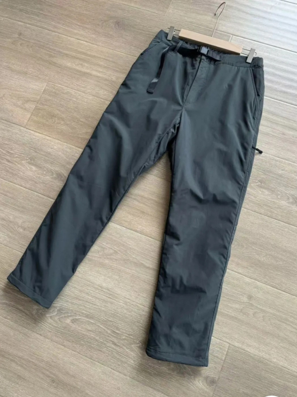 Pantaloni casual drepti, talie medie, fermoar, căptușiți cu fleece, țesătură poliester elastică, pentru iarnă