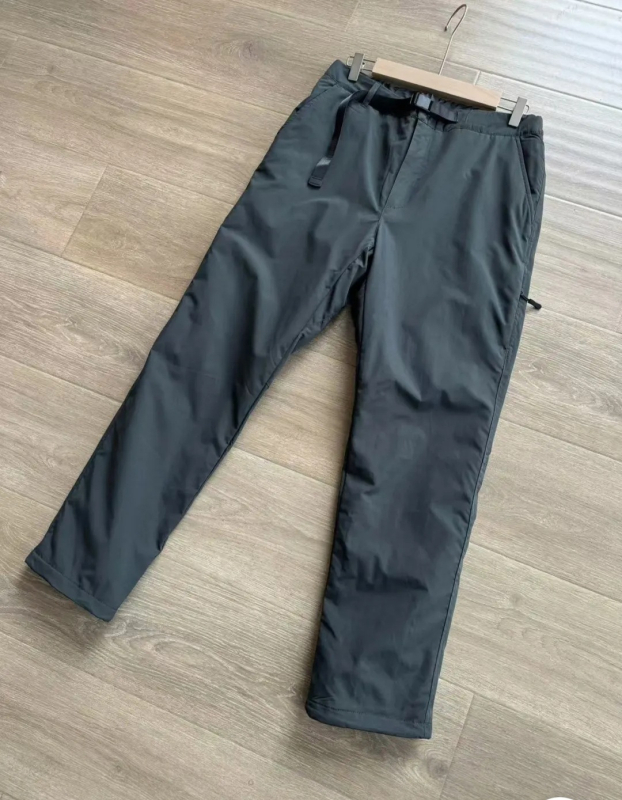 Pantaloni casual drepti, talie medie, fermoar, căptușiți cu fleece, țesătură poliester elastică, pentru iarnă