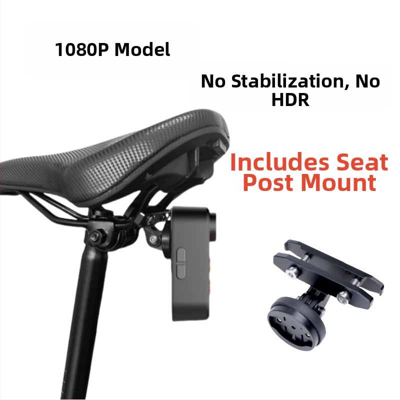 Camera pentru bicicletă HDR 4K, antișoc, compatibilă cu drum și MTB, conectivitate USB, semnal de frână inteligent cu far LED – suport cu moduri duble (HDR, 4K, antișoc, drum/ MTB, USB)