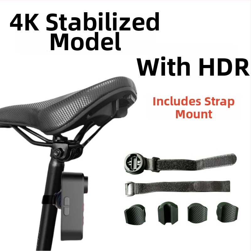 Camera pentru bicicletă HDR 4K, antișoc, compatibilă cu drum și MTB, conectivitate USB, semnal de frână inteligent cu far LED – suport cu moduri duble (HDR, 4K, antișoc, drum/ MTB, USB)