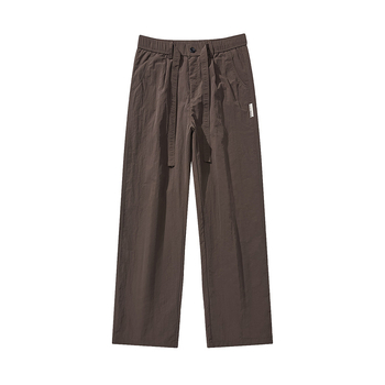 Pantaloni sport casual de bărbați din nylon, croială dreaptă lejeră, talie medie cu centură, uscare rapidă, fermoar