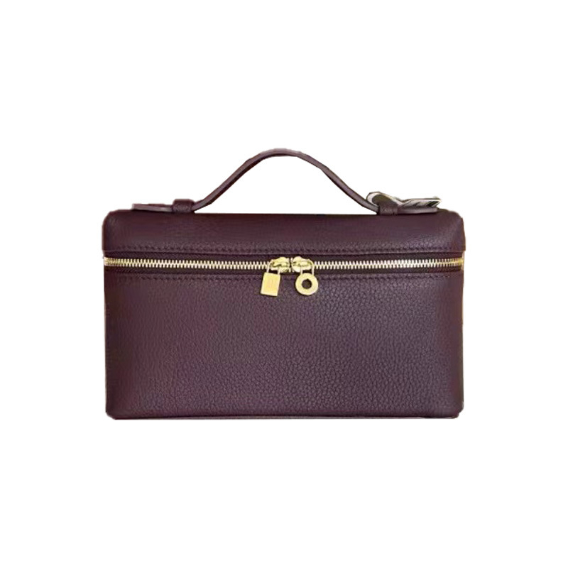 LP19 Lunch Box torbica — prava koža, vodoravni kvadratni oblik, zatvarač, teleskopska ručka, trodimenzionalna torbica