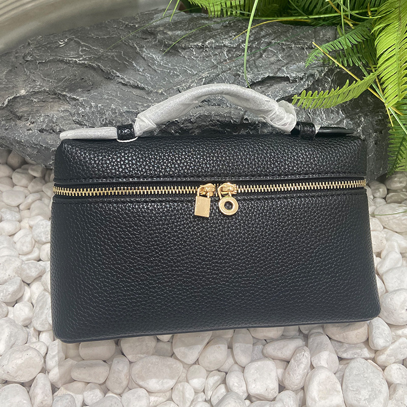 LP19 Lunch Box torbica — prava koža, vodoravni kvadratni oblik, zatvarač, teleskopska ručka, trodimenzionalna torbica