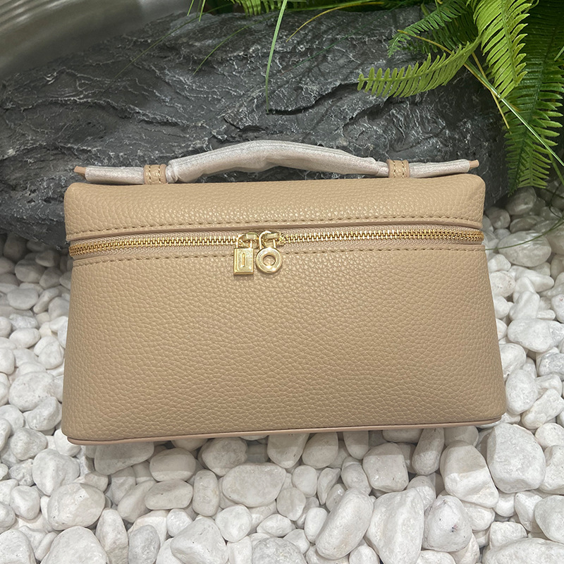 LP19 Lunch Box torbica — prava koža, vodoravni kvadratni oblik, zatvarač, teleskopska ručka, trodimenzionalna torbica