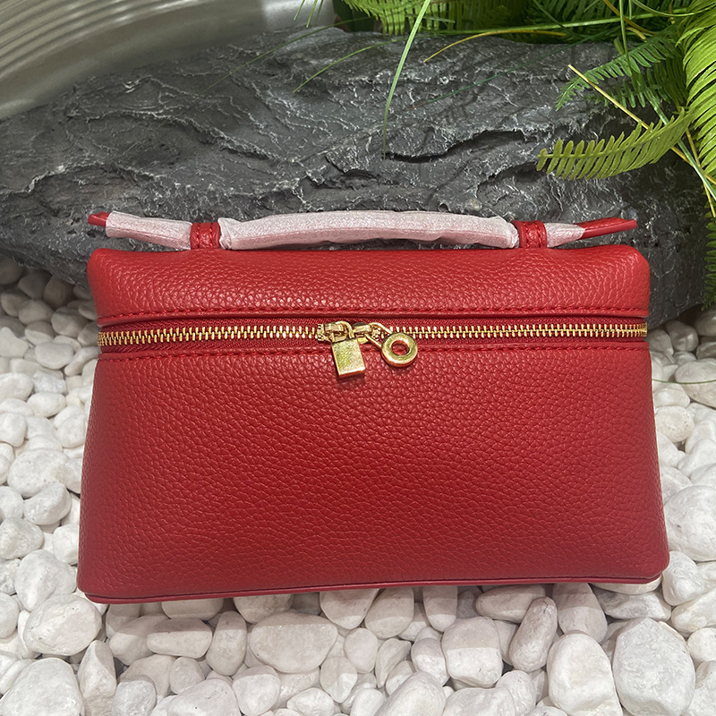 LP19 Lunch Box torbica — prava koža, vodoravni kvadratni oblik, zatvarač, teleskopska ručka, trodimenzionalna torbica