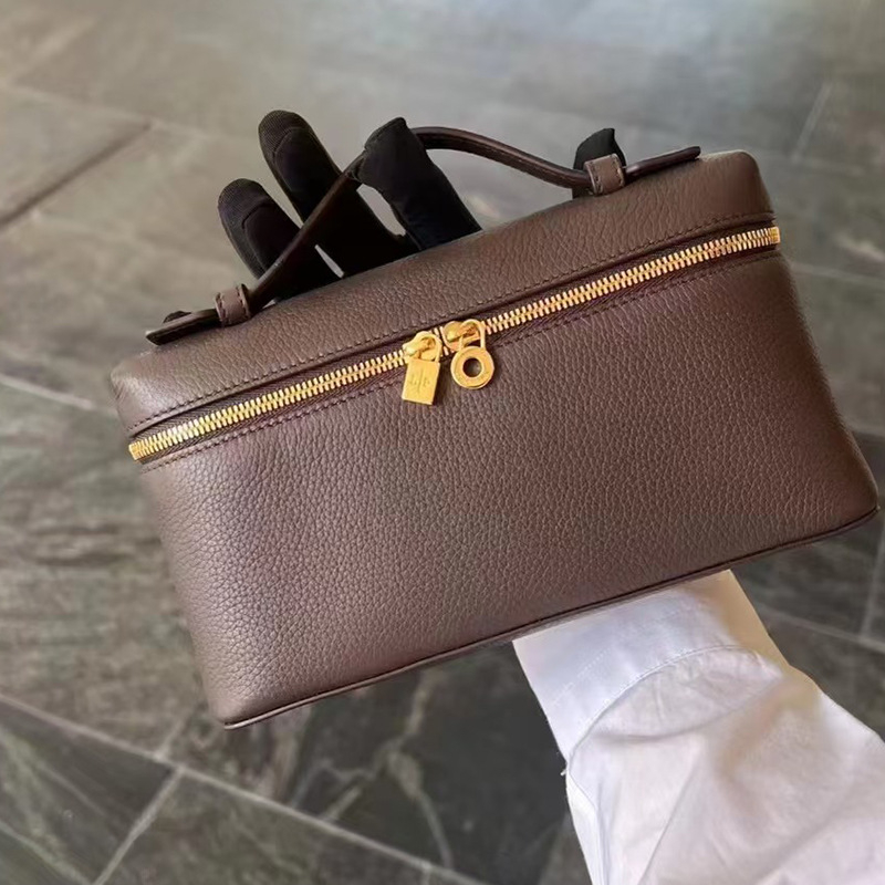 LP19 Lunch Box torbica — prava koža, vodoravni kvadratni oblik, zatvarač, teleskopska ručka, trodimenzionalna torbica