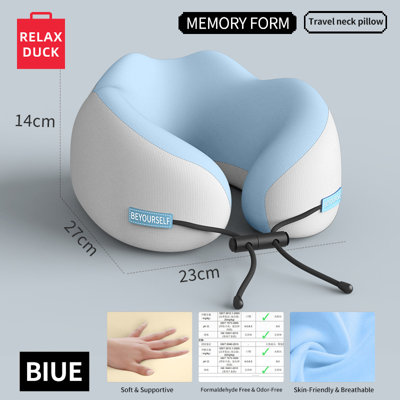 Relaxduck Pernă de gât în formă de U, spumă cu memorie, husă Milk Silk, design modern minimalist, portabil pentru călătorii